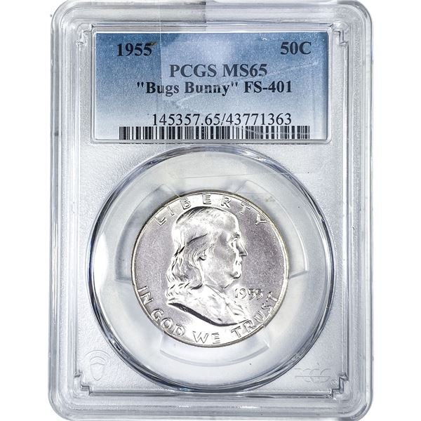 1955 Franklin Half Dollar PCGS MS65 "Bugs Bunny"