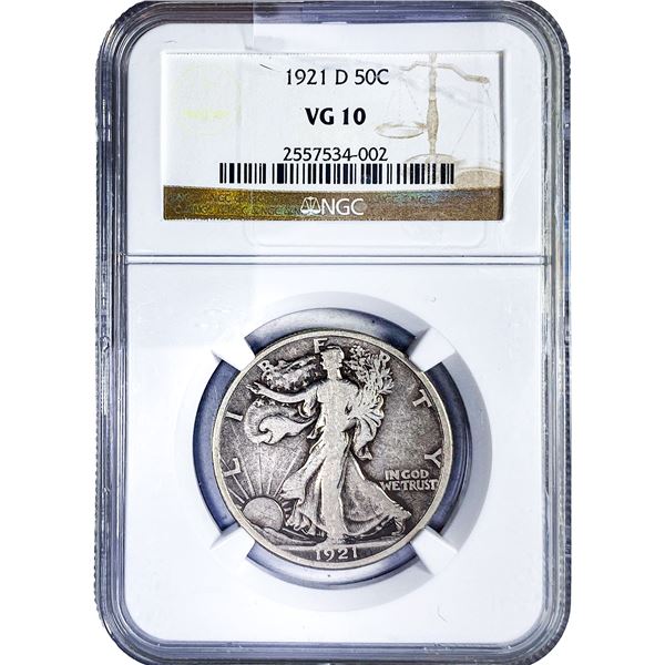 1921-D Walking Liberty Half Dollar NGC VG10