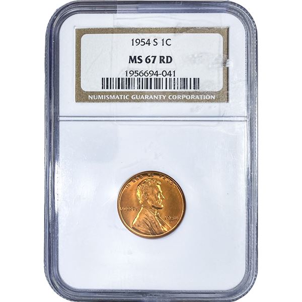 1954-S Wheat Cent NGC MS67 RD