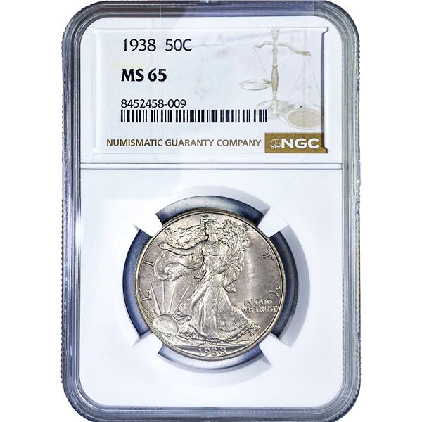 1938 Walking Liberty Half Dollar NGC MS65