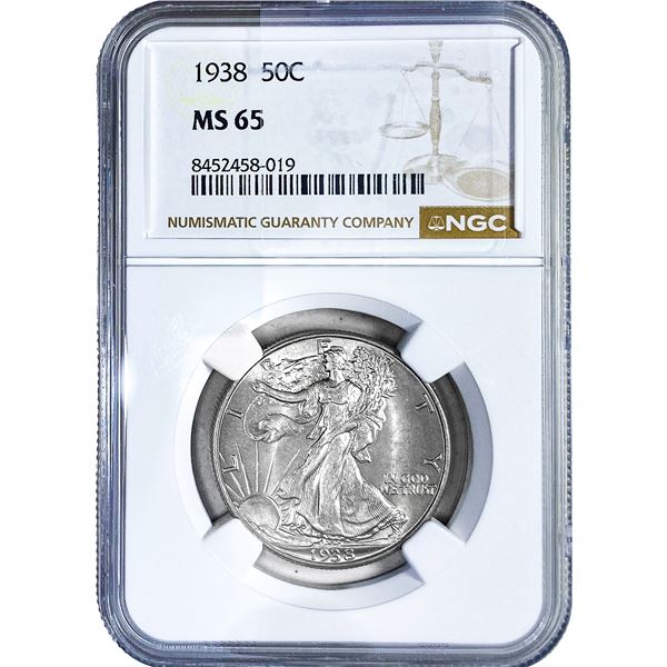 1938 Walking Liberty Half Dollar NGC MS65