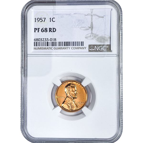 1957 Wheat Cent NGC PF68 RD