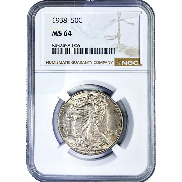 1938 Walking Liberty Half Dollar NGC MS64