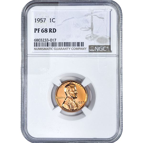1957 Wheat Cent NGC PF68 RD