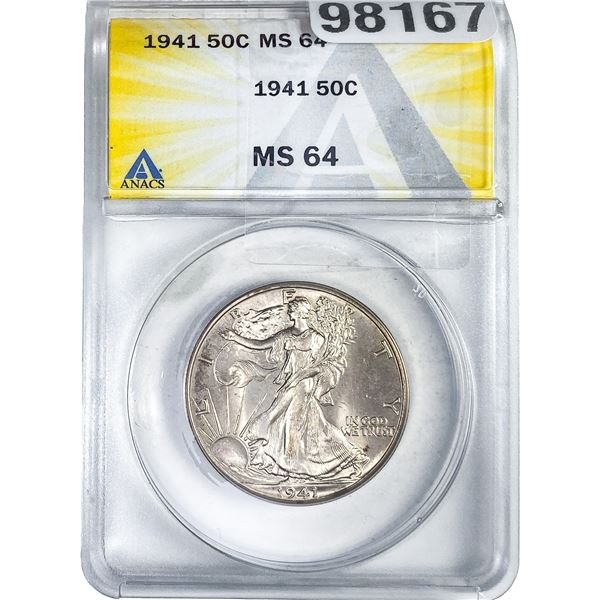 1941 Walking Liberty Half Dollar ANACS MS64