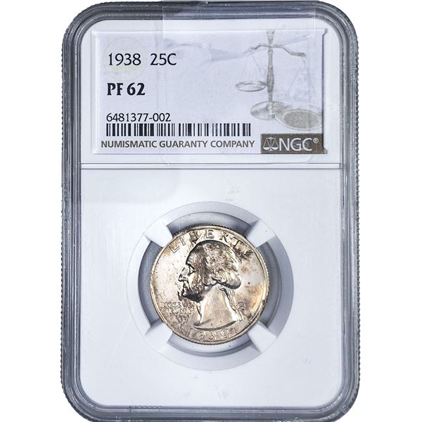 1938 Washington Silver Quarter NGC PF62