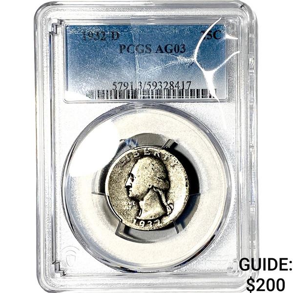 1932-D Washington Silver Quarter PCGS AG03