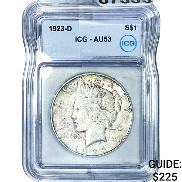 1923-D Silver Peace Dollar ICG AU53