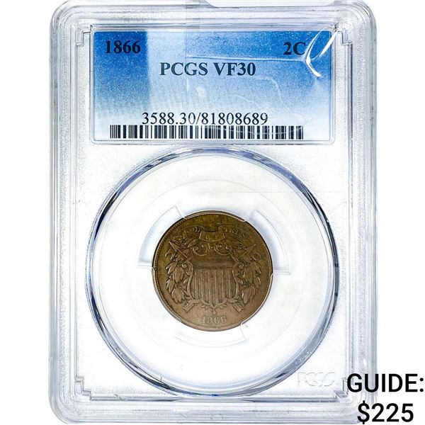 1866 2C Shield PCGS VF30