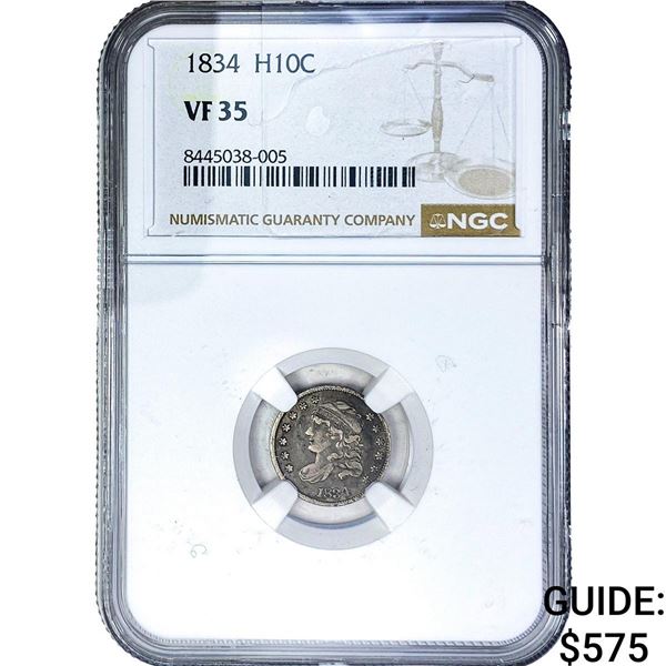 1834 Capped Bust Half Dime NGC VF35