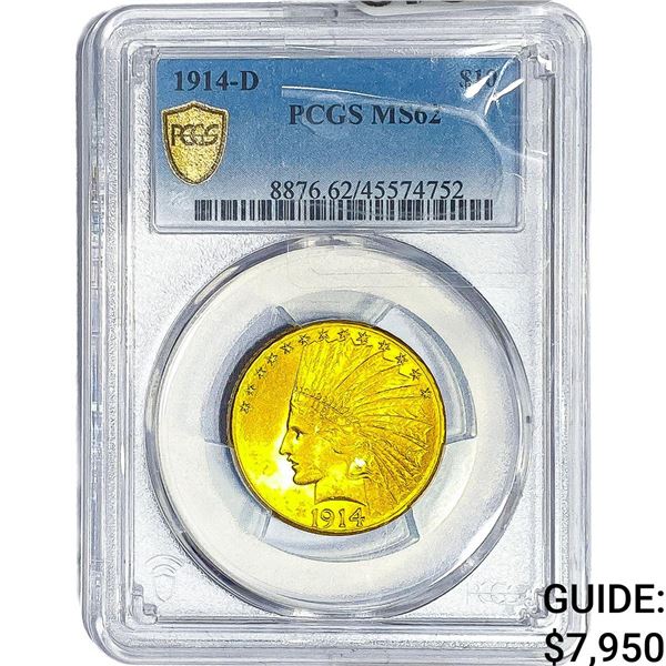 1914-D $10 Gold Indian Head PCGS MS62