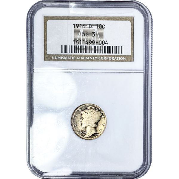 1916-D Mercury Silver Dime NGC AG3