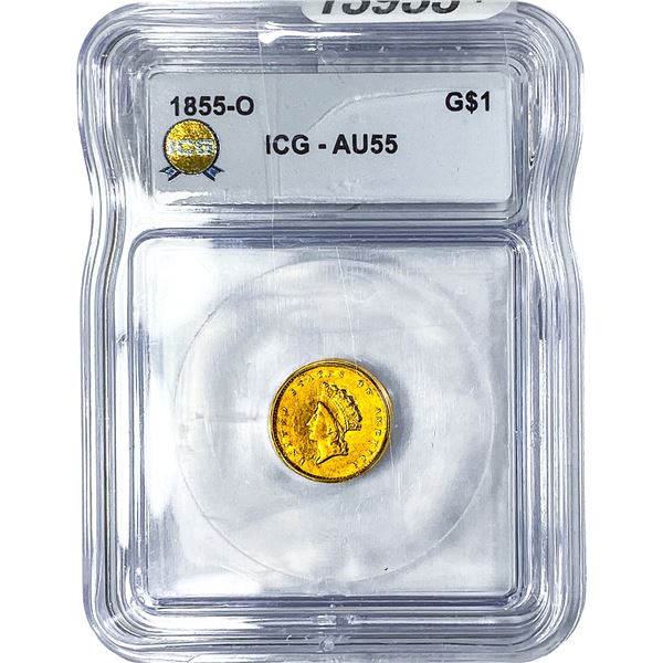 1855-O Type 2 Dollar ICG AU55