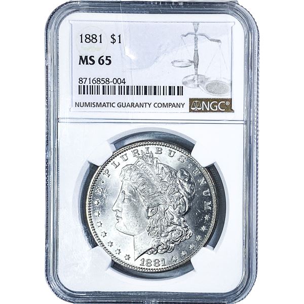 1881 Morgan Silver Dollar NGC MS65
