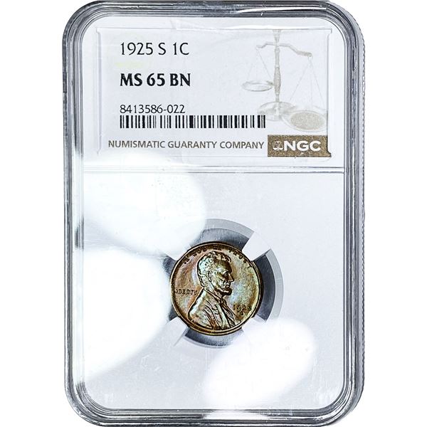 1925-S Wheat Cent NGC MS65 BN