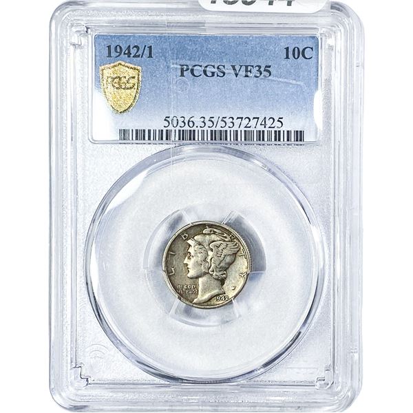 1942/1 Mercury Silver Dime PCGS VF35