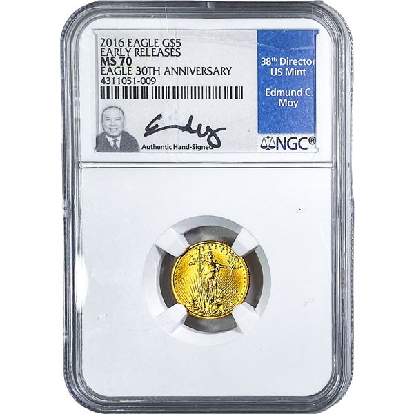 2016 $5 Gold American Eagle 1/10oz NGC MS70
