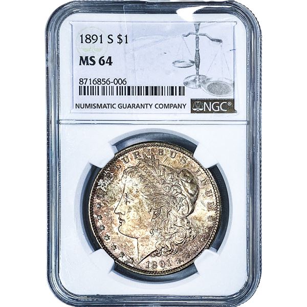 1891-S Morgan Silver Dollar NGC MS64