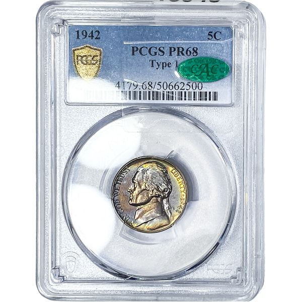 1942 Jefferson Nickel PCGS PR68