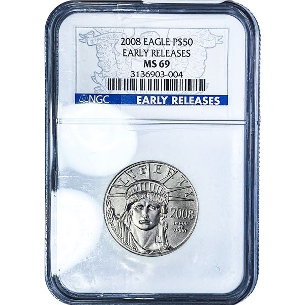 2008 $50 Platinum Eagle NGC MS69