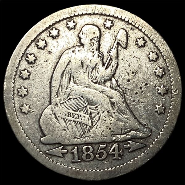 1854 Arrows Seated Liberty Quarter LIGHTLY  CIRCULATED