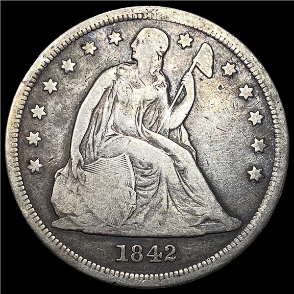 1842 Silver Seated Liberty Dollar LIGHTLY  CIRCULATED