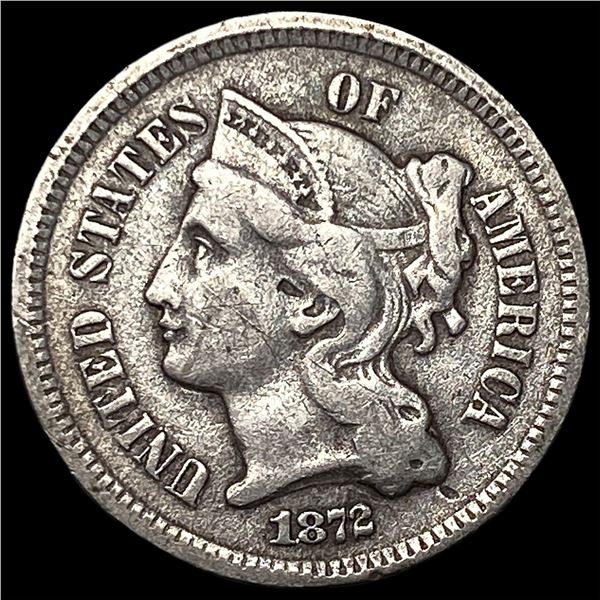 1872 Nickel Three-Cent Piece NEARLY  UNCIRCULATED
