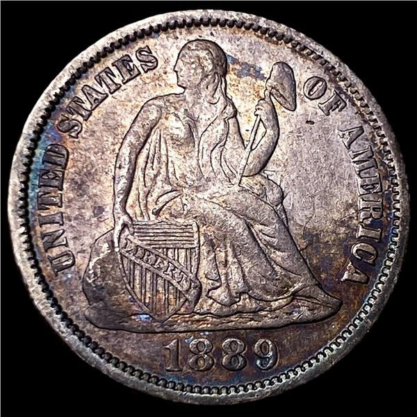 1889 Silver Seated Liberty Dime CLOSELY  UNCIRCULATED
