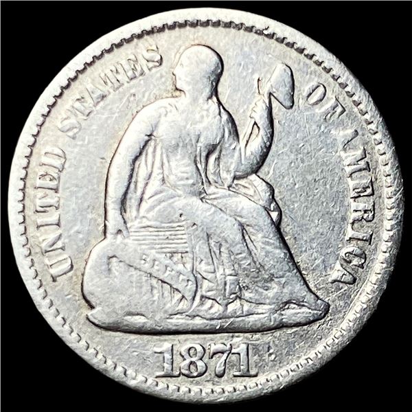 1871 Silver Seated Liberty Half Dime CLOSELY  UNCIRCULATED