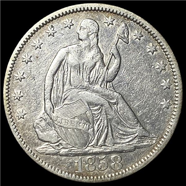 1858 Seated Liberty Half Dollar NEARLY  UNCIRCULATED