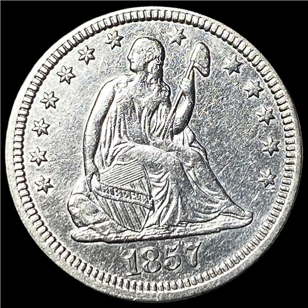 1857 Silver Seated Liberty Quarter  UNCIRCULATED