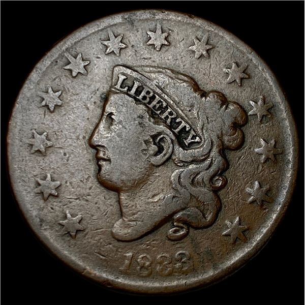 1833 Coronet Head Large Cent LIGHTLY  CIRCULATED