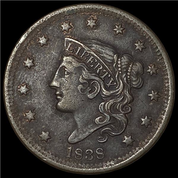 1838 Coronet Head Large Cent NEARLY  UNCIRCULATED