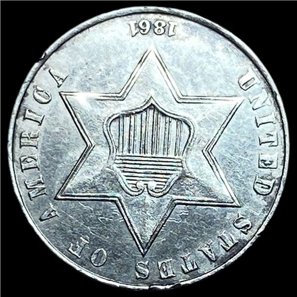 1861 Three Cent Silver Piece HIGH GRADE