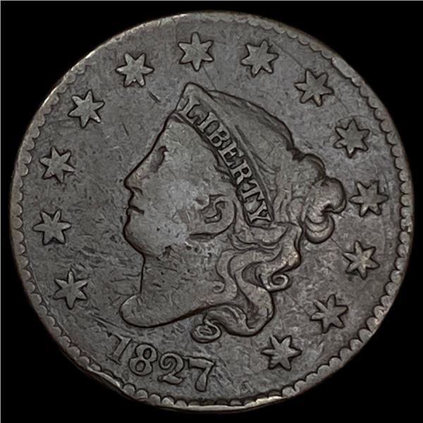 1827 Coronet Head Large Cent ABOUT UNCIRCULATED