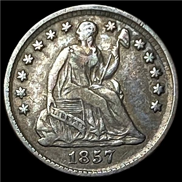 1857 Silver Seated Liberty Half Dime NEARLY  UNCIRCULATED