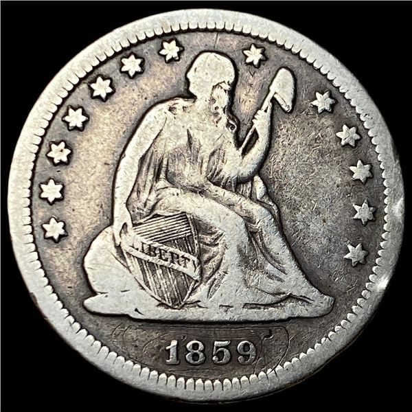 1859-O Silver Seated Liberty Quarter LIGHTLY  CIRCULATED