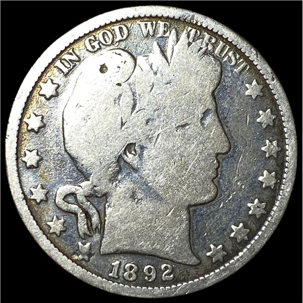1892 Silver Barber Half Dollar NICELY  CIRCULATED