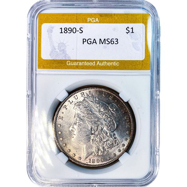 1890-S Morgan Silver Dollar PGA MS63