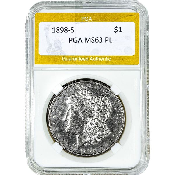 1898-S Morgan Silver Dollar PGA MS63 PL