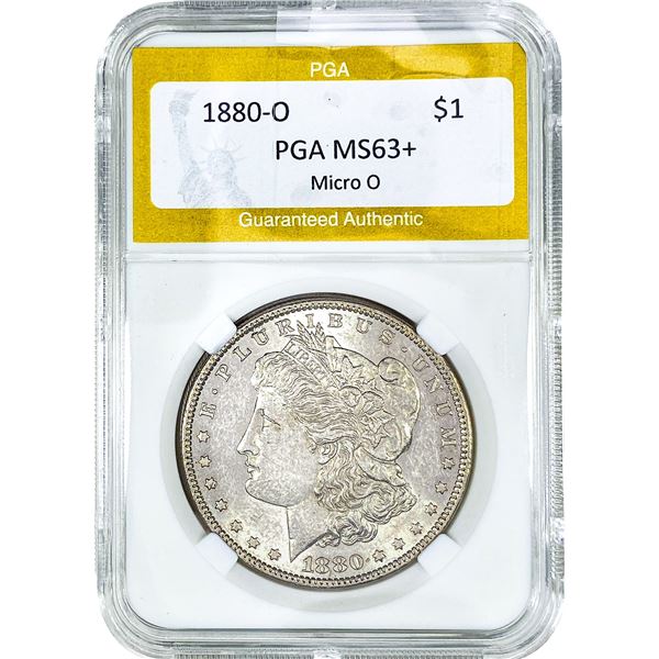 1880-O Morgan Silver Dollar PGA MS63+ Micro O