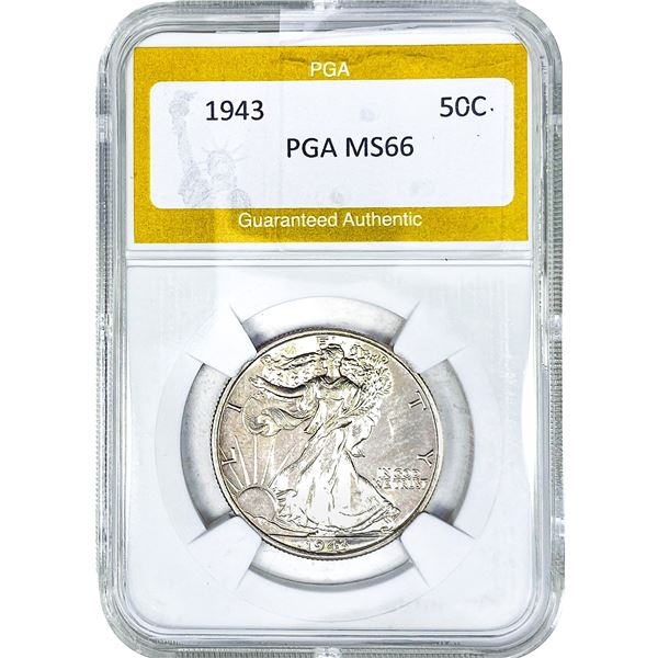 1943 Walking Liberty Half Dollar PGA MS66