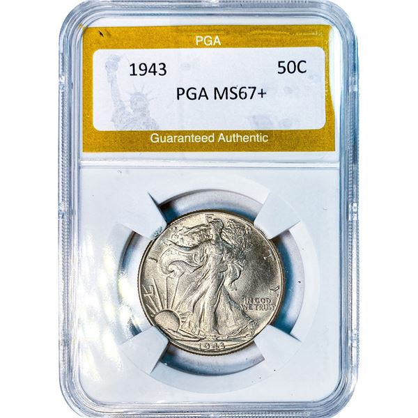 1943 Walking Liberty Half Dollar PGA MS67+