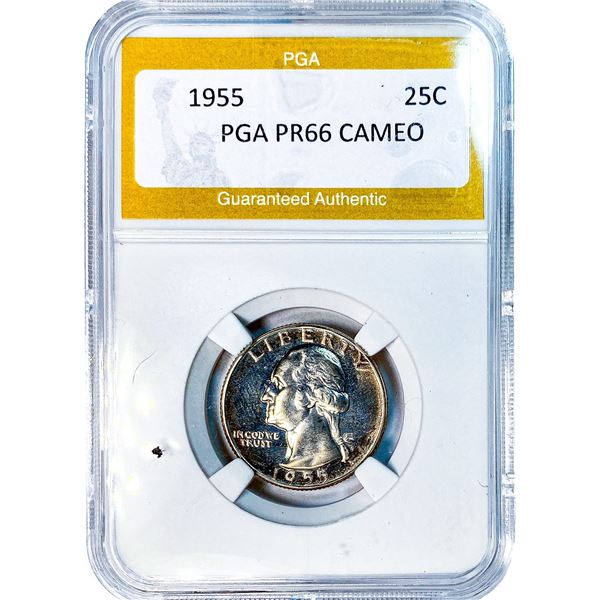 1955 Washington Silver Quarter PGA PR66 CAMEO