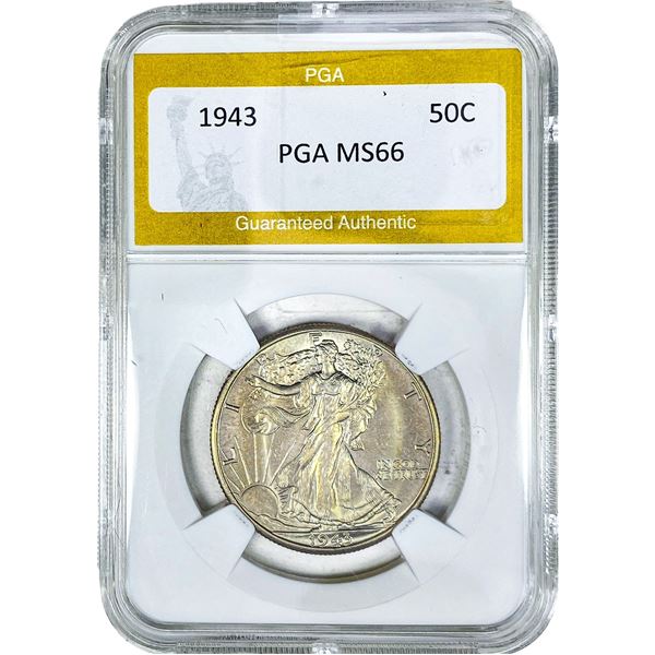 1943 Walking Liberty Half Dollar PGA MS66