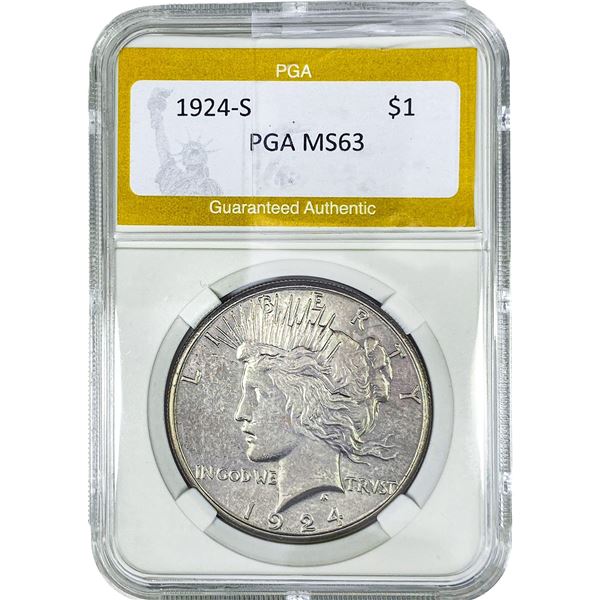 1924-S Silver Peace Dollar PGA MS63
