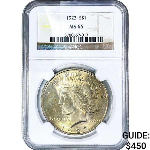 1923 Silver Peace Dollar NGC MS65