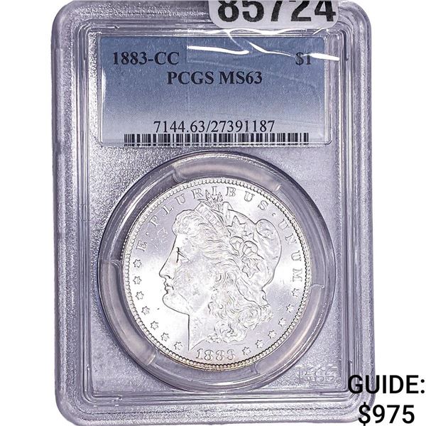 1883-CC Morgan Silver Dollar PCGS MS63