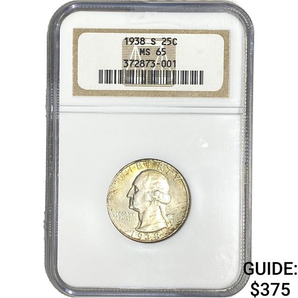 1938-S Washington Silver Quarter NGC MS65