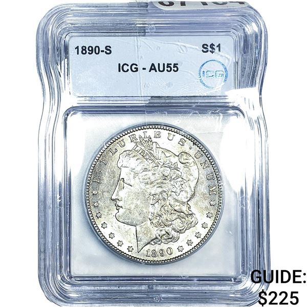 1890-S Morgan Silver Dollar ICG AU55